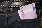 Five hundred euro notes in the jeans pocket